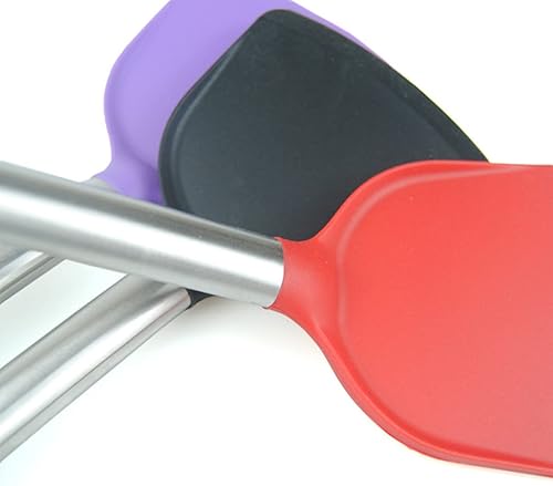 Miniatura 6 de Espátula de silicona para servir de silicona, utensilios de cocina antiadherentes, utensilios de cocina de acero inoxidable, cuchara de mesa de