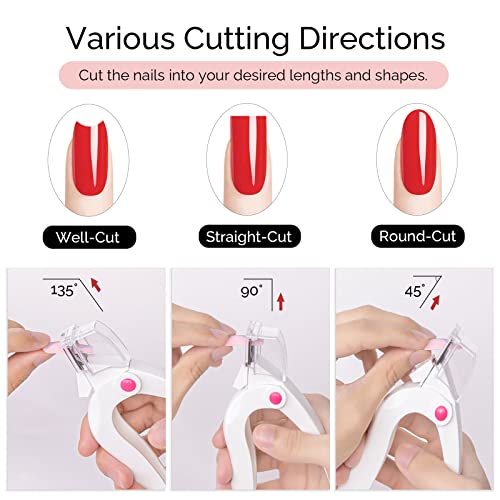 MelodySusie Nail Clippers for Acrylic Nails, White Adjustable Stainless Steel Acrylic Nail Clippers, Professional Rotary Nail Cutter for False Nail Tips, Manicure Nail Salon Tool - Image 5