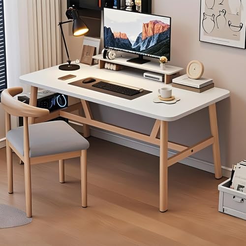 Poxvythb パソコンデスク ゲーミングデスク ソファテーブル 北欧 k型 組立簡単 シンプル PC作業台 在宅勤務 リモートワーク用 おしゃれ 勉強机(120x80x74cm,ウォームホワイト/テーブルと椅子のセット)