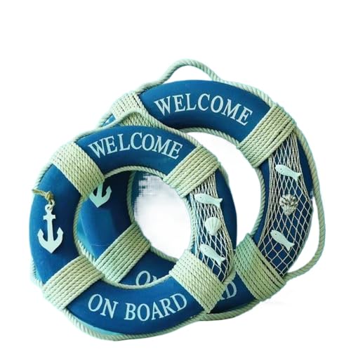 浮き輪 救命浮輪 浮き具 掛ける可能 飾り用浮き輪 船舶用 プール 超可愛い インフレータブル 旅行 レジャー 50cm 青い (青色,一式)