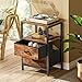 Huuger Night Stand Set of 2, Nightstand with 2 Drawers, Bed Side Table with Open Shelf, Wooden Top, End Table, Fabric Drawer, for Bedroom, Rustic Brown