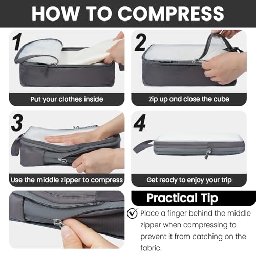 Image of BAGAIL 6 Set Ultralight Compression Packing Cubes Packing Organizer for Travel Accessories Luggage Suitcase Backpack