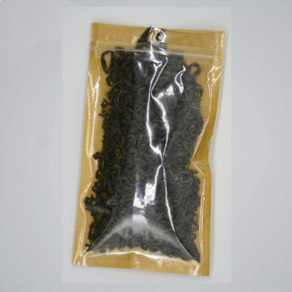 Bolsas ziploc, 100 Uds. Bolsas con Cierre Frontal de plástico Transparente tamaño pequeño Papel Kraft marrón resellable Poly(24x37cm (9.4x14.6 Inch))