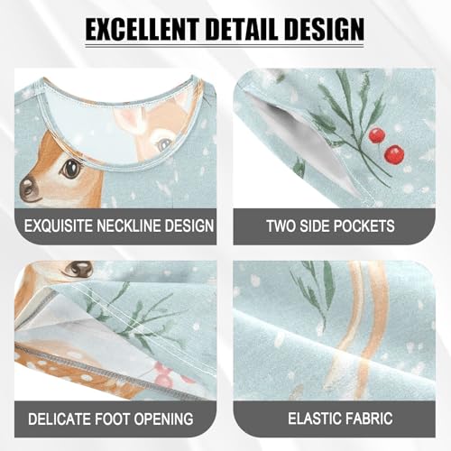 senya Short Sleeve Pajamas Sets Summer Cotton Sleepwear Christmas Deer Snow Cherry4