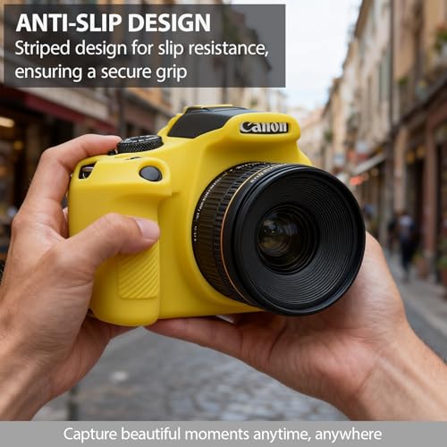 Image of Case for Canon EOS Rebel T7 Rebel T6 Camera, Soft Silicone Rubber Protective Camera Case Cover Accessories, Lightweight, Anti-Scratch with Button Marking for EOS Rebel T7 T6 (Yellow)