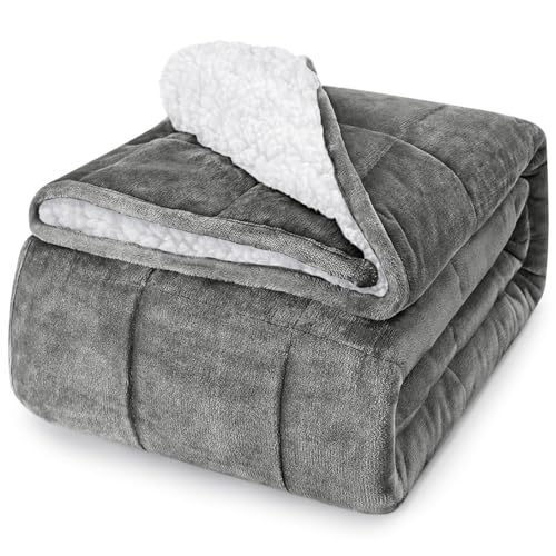Image of yescool Weighted Blanket for Adults (15 lbs, 48 inch x 72 inch, Light Gray) Heavy Blanket for Sleeping Perfect for 140-160 lbs, Twin Size Breathable Blanket with Premium Glass Bead, Machine Washable