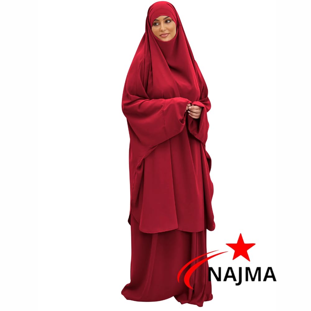 Jilbeb Femme Grande Taille 2 Pièces – Cape + Jupe Ample – Tissu Jazz Léger et Fluide – Tenue Modeste Islamique – Confort et Élégance au Quotidien,Hejj,Omra