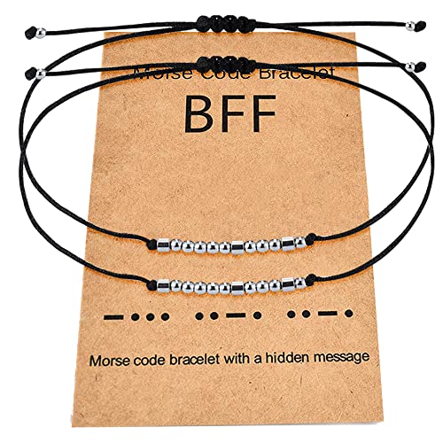Shonyin Bff Bracelet Best Friends Morse Code Bracelets Set Friendship Jewelry Gift For 2 Sister Girl Women Men