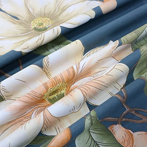 Softta Vintage Girls Farmhouse Shabby Flower Leaves Pattern Cal King Size 3Pcs Duvet Cover Set Celadon 100% Egyptian Cotton Boho Breathable Botanical Bedding Collection Grey Green #TOP2