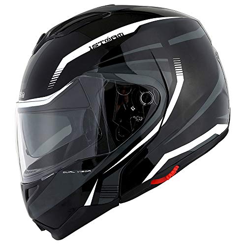 1Storm Motorcycle Street Bike Modular/Flip up Dual Visor/Sun Shield Full Face Helmet Storm