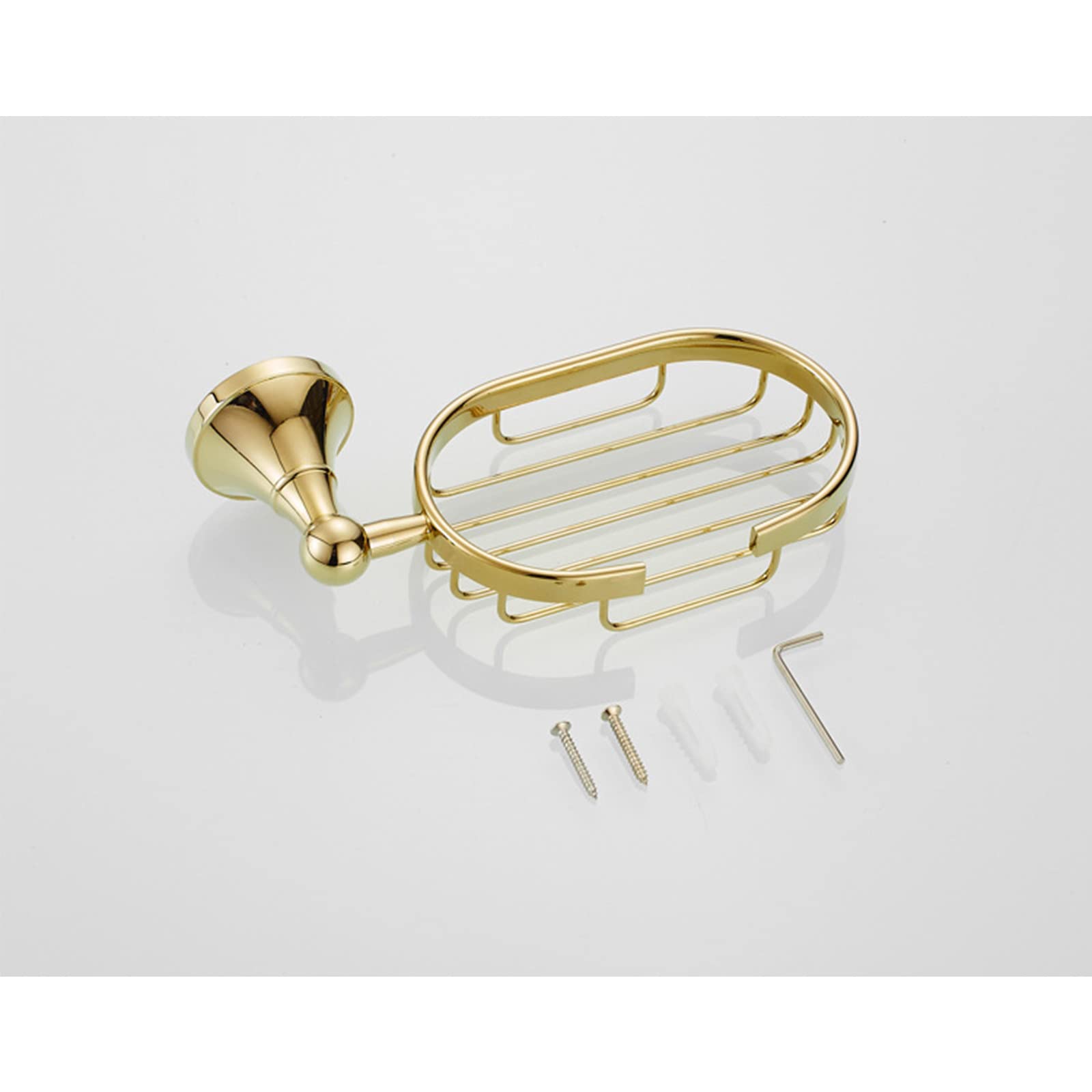 Seifenschale, vergoldeter Seifenhalter, nagelfreie Installation, Wand-Seifenkorb, Messingmaterial, geeignet for Badezimmer- und Küchenspülen, 7,8 Zoll