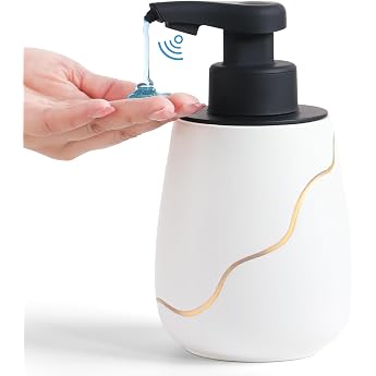 Bosilunlife Seifenspender Automatisch Elektrischer Seifenspender mit Sensor Infrarot No Touch Sensor Automatischer seifenspender f r K chen Bad   Wei  Fl ssigseifenspender