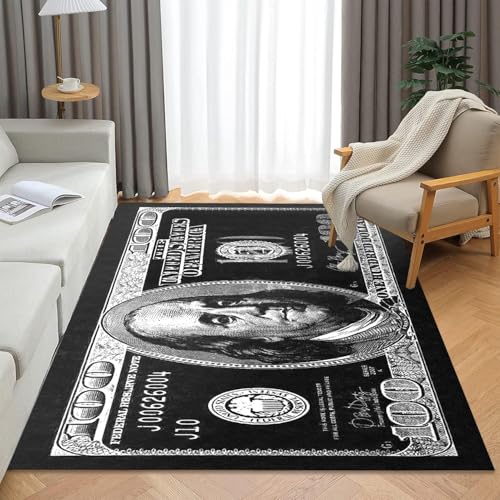 Tapete decorativo moderno 4x6 pies negro y blanco miniatura 7