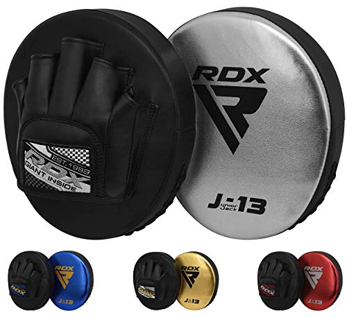 RDX Kids Boxing Pads Focus Mitts | Metallic Leather Junior Hook and Jab