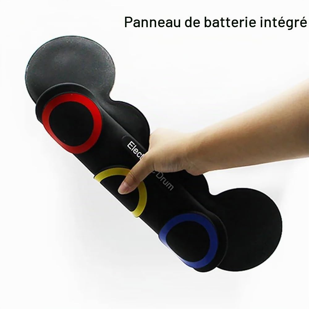 NEWFUN Batterie électronique, Batterie Electronique Adulte, Batterie électronique Pliable Avec 7 Pads en Silicone, Baguettes et Pédale pour Débutants