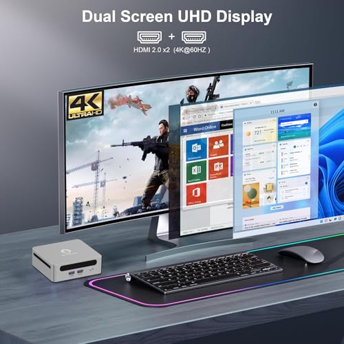 Image of Mini PC AMD Ryzen 5 4500U Mini Computers(Up to 4.0GHz) 6c /6t, 8GB DDR4, 256GB SSD & M.2 NVME 4K Dual HDMI,Gaming PC with Wifi6 /BT5.2,Gaming /Office /Design