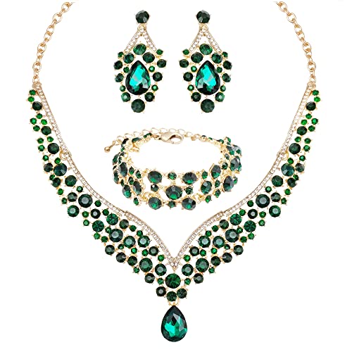 Conjunto de collar y pendientes de cristal austriaco para novia y joyería de boda premium