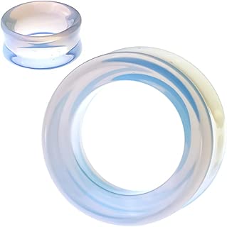 Hollow Tunnels Opalite Organic Stone Ear Plugs Gauges Sold in Pairs - coolthings.us