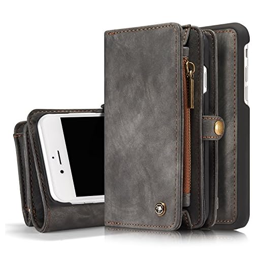 MOONORN iPhone 7 Plus/iPhone 8 Plus Wallet Case - Detachable Leather Phone Wallet Magnetic Flip Case Shockproof Cell Phone Case with Credit Card Slots (Black)