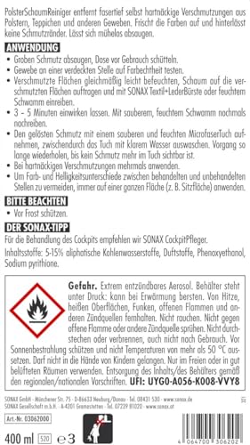 Polsterreiniger SONAX PolsterSchaumReiniger 400 ml für Textilien