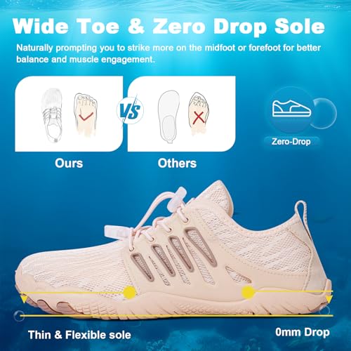 Image of Hike Barefoot Water Shoes for Women Men, Quick-Dry Aqua Footwear Breathable Non-Slip Wide Toe Shoe for Beach Swim River Pool Lake Hiking Kayaking Surfing