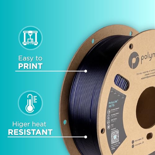 Image of Polymaker PolyLite 3D Printer PETG Filament Translucent Blue 1.75mm 1kg, Legacy PETG Formula, Reliable Everyday Filament, Strong Layer Bonding, Compatible with Most 3D Printers