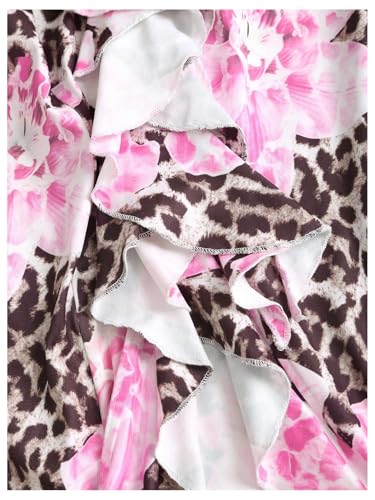 Verdusa Women's Leopard Floral Thigh Slit Bodycon Skirt Boho Vacation Long Skirts Concert Outfits3