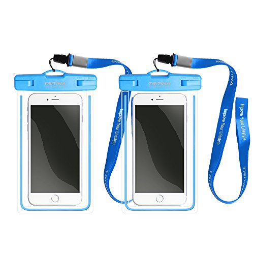 TRITINA Bolsa para teléfono Impermeable Tamaño Universal hasta 6", para Cualquier Viajero o Aventurero al Aire Libre Paquete de 2 (Azul)