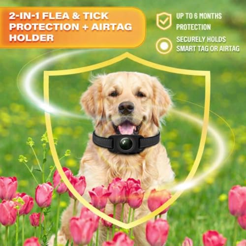 Image of FurLife Flea & Tick Protection Pet Tag - Waterproof Collar Pendant for Dogs & Cats | Safe & Lightweight for All Breeds - (Black)