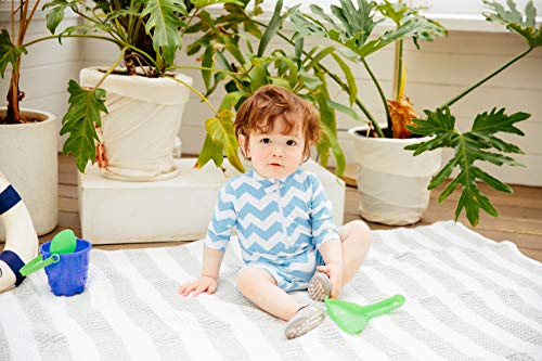 Image of VAENAIT BABY Zip & Snap Rash Guard Swimsuit, UPF 50+ One-Piece Long Sleeve Swimwear, Quick Dry Infant Beach Suit for 0~2T