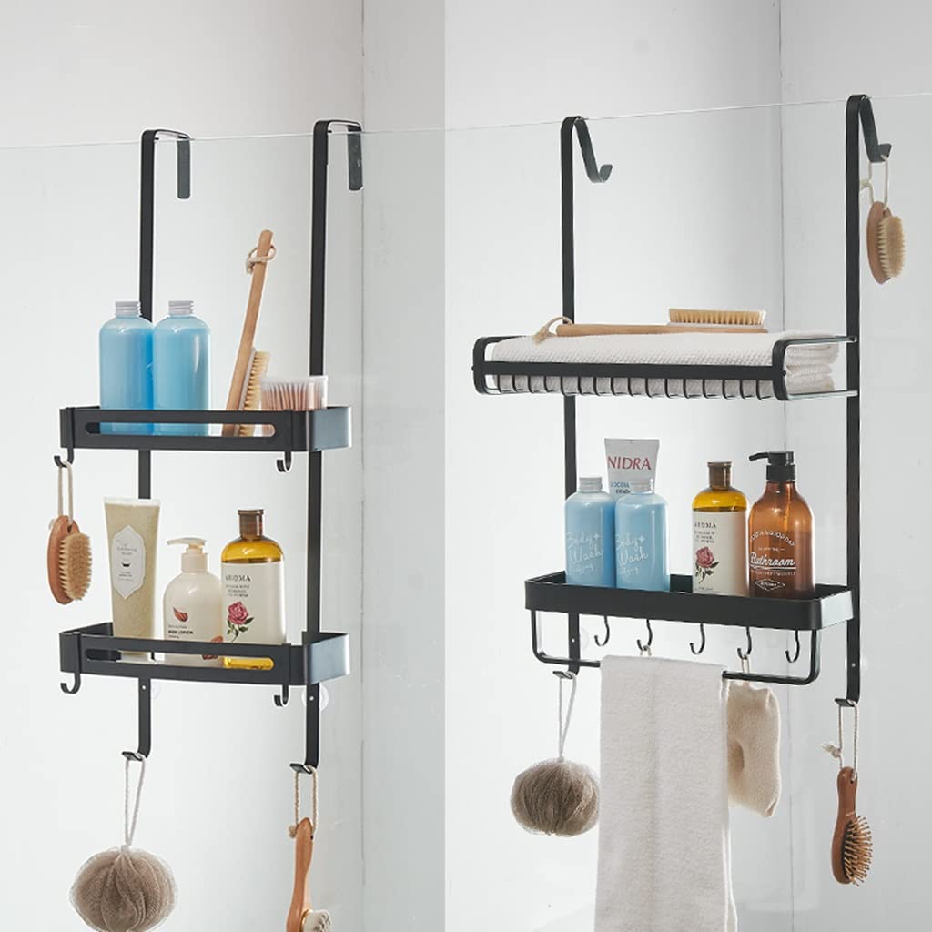 Exquisitos estantes de baño Cesta de ducha que cuelga sobre la puerta, organizador de baño Estante de almacenamiento Estante de almacenamiento Champú Jabonera Ganchos de soporte, para dormitorio, inod