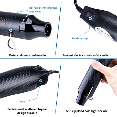 ETEPON ET021 Mini Heat Gun Electric 300W Portable Hot Air Gun for DIY Craft Embossing, Shrink Wrapping PVC, Drying Paint, Clay, Rubber Stamp, Multi Function Hand-Hold Heat Tools (Black) - Thumbnail 6