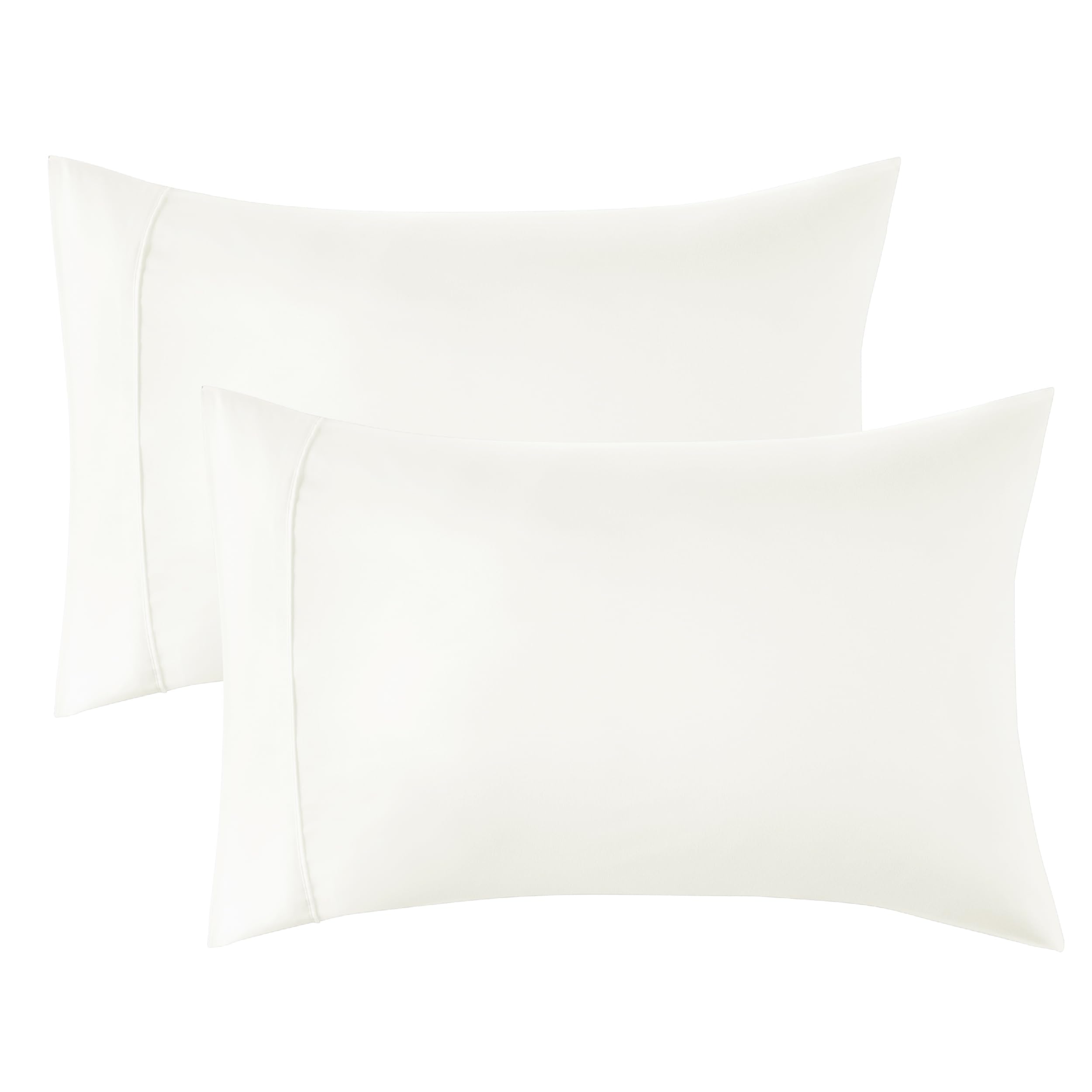 Bedsure Queen Pillow Cases Set of 2 - Ivory Polyester Microfiber Pillowcase 2 Pack, Super Soft and Cozy Pillowcase, Pillow Case Covers with Envelop Closure, 20x30 Inches