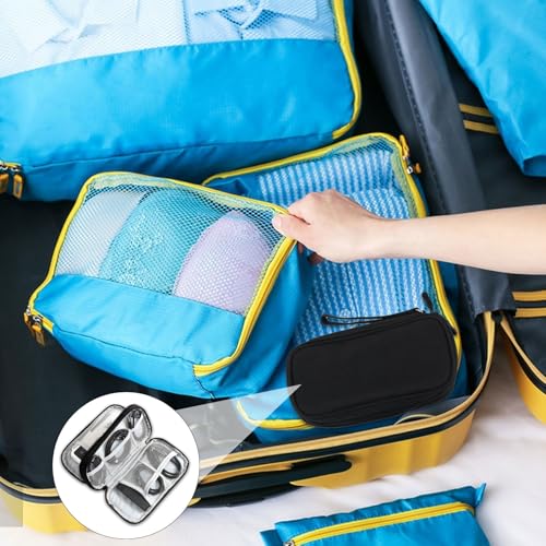QiXinGYL Kabeltasche Organizer, Tech Pouch, Elektronische Taschen für Kabelorganizer Reise, Doppellagige Tragbare Ladekabel Organizer für Elektronik USB Powerbank Kabelaufbewahrungstasche(Schwarz)
