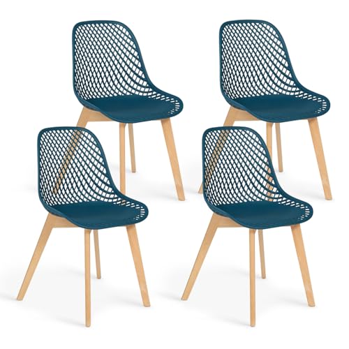 IDMarket - Lot de 4 chaises Mandy Bleu Canard pour Salle à Manger