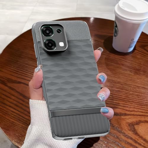 Image of Pikkme Back Cover for Oppo F31 5G / Oppo F33 5G Camera Protection 3D Hexa Cube Design Silicone Protective Bumper Case (Grey)