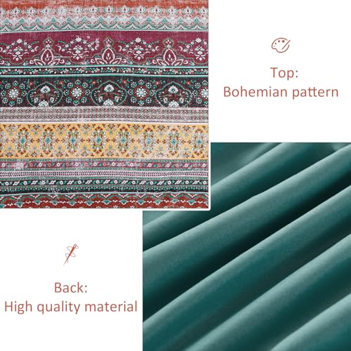 Image of Cottolester Boho Full Comforter Set 8 Pieces,Orange and Green Bohemian Striped Bed in a Bag, Paisley Soft Microfiber Bedding Comforter Set