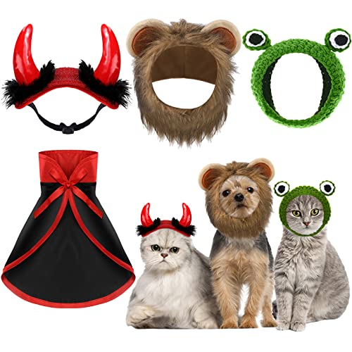 4 pieces halloween pet costume cat lion mane costume vampire cloak devil hat frog hat cat small dogs outfits for halloween party pet cosplay 1 4 pieces halloween pet costume cat lion mane costume vampire cloak devil hat frog hat cat small dogs outfits for halloween party pet cosplay