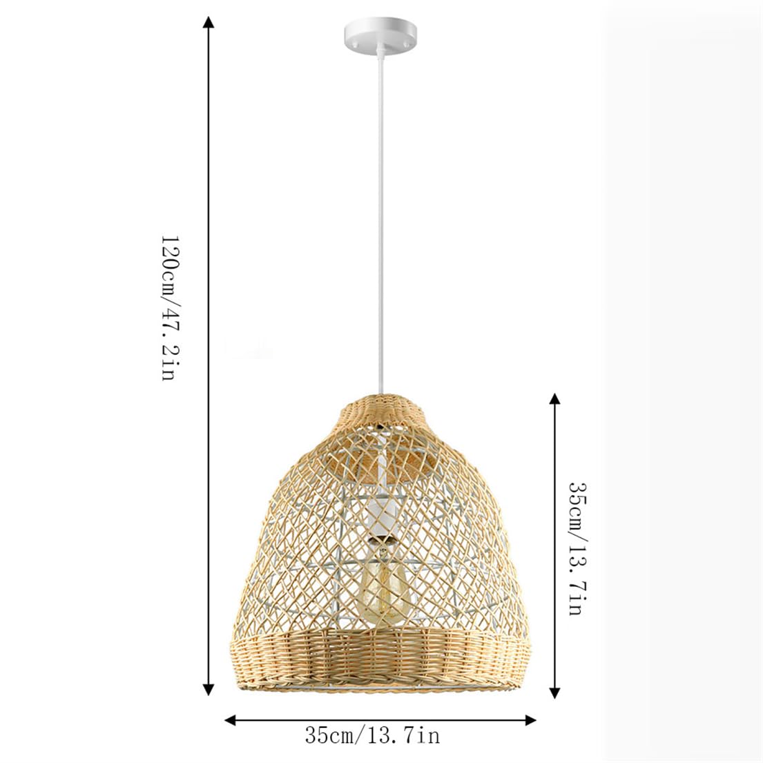 Nowoczesna beżowa lampa wisząca z bambusa i rattanu do kuchni, restauracji, salonu, sypialni