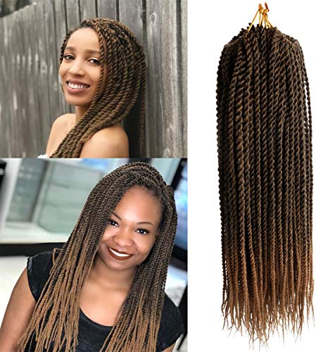 (6Packs,18 Inch) Senegalese Twist Crochet Hair Synthetic Braiding Hair Extensions Small Havana Mambo 2X Twist Braids High Temperature Fiber hair 30Stands/Pack