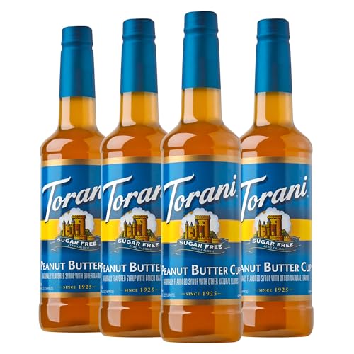 Image of Torani Sugar Free Peanut Butter Cup Flavored Drink Syrup, 25.4 fl oz (Pack of 4)