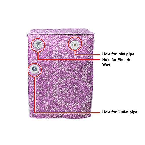 Image of Classic Front Load Washing Machine Cover Suitable For IFB 5.5 Kg, 6 Kg, 6.5 Kg (50cmsX63cmsX81cms, Purple Flower, Medium)