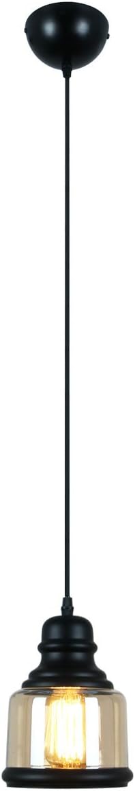 UNITARY Farmhouse Pendant Lights Kitchen Island, Kitchen Light Fixtures, Vintage Dining Room Light Fixture with 1 E26 Bulb Socket, Black Metal and Glass Jar Chandelier, Ceiling Pendant Light Fixtures