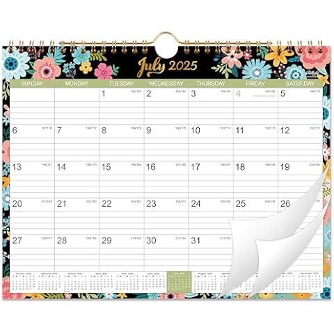 Calendar 2025-2026 - Wall Calendar 2025-2026 with 18 Months, Jul. 2025 - Dec. 2026, 14.6" x 11.5", Twin-Wire Binding + Hanging Hook + Large Blocks with Julian Dates, Perfect Wall Calendar for Organizing Cover
