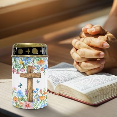Image of Cross Butterfly Cemetery Solar Lights for Grave Solar Garden Night Book Landscape Path Light Home Decor for Cemetery Grave Yard