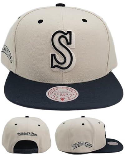 Mitchell & Ness Seattle Mariners New MLB Evergreen Cream Black Snapback Era Hat Cap