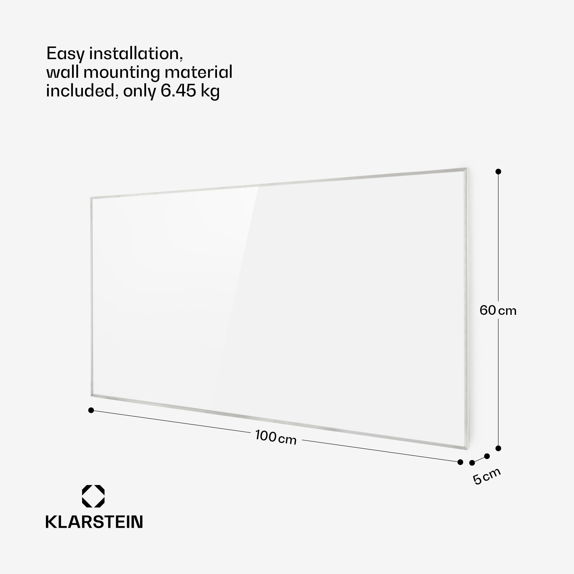 Klarstein Ogrzewanie na podczerwień z termostatem, 600W grzejnik elektryczny, Smart Home ogrzewanie do montażu ściennego, IR ze sterowaniem IoT/WiFi, Płaski grzejnik do pomieszczeń wilgotnych, bez CO2