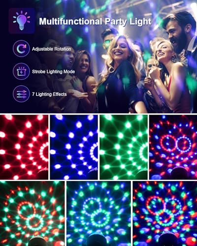 Image of Disco Ball,Disco Lights Party Light Sound Activated Party Lights W / Remote Control,7 Color Modes Strobe Light For Home Birthday(Dj Party Light)-Plastic,Corded Electric,Led,Black