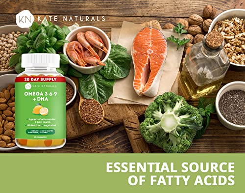 Premium Omega 3-6-9 + DHA Gummies 60 Count by Kate Naturals. Delicious Non-GMO, Gluten-Free & Vegetarian Chewy Gummies… - Image 7