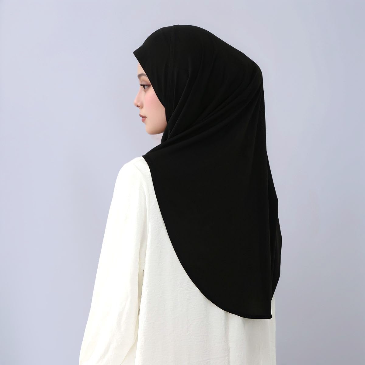 Yeieeo Women's Instant Hijab, Premium Crystal Knit Full Coverage Ready to Wear Long Headscarf, Breathable Stretch Hijab